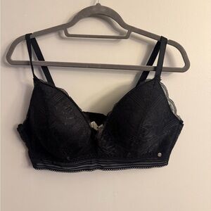 Lucky Brand Black Lace Longline Bra 40C Padded Lace Bralette